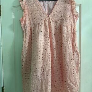 Pink Eyelet Sleeveless Dress